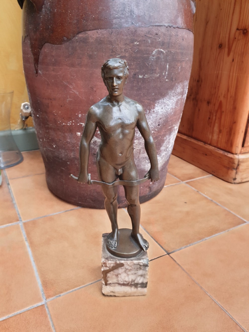 a early 20thc signed male nude bronze spiro schwatenberg 18981922