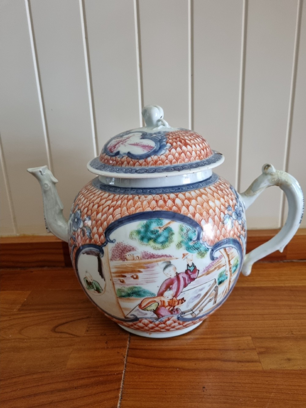 a large chinese famille rose decorated teapot
