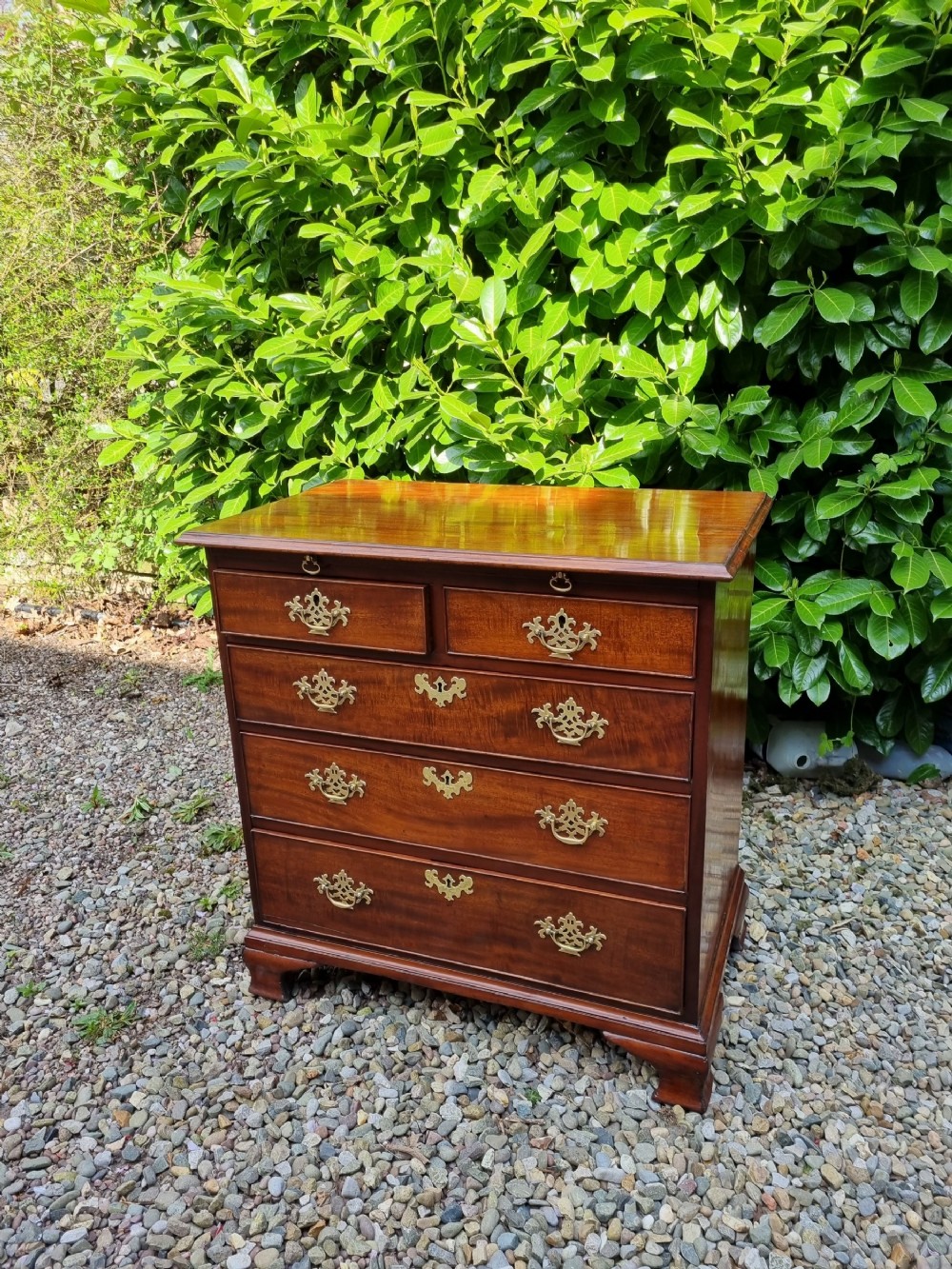 antique small georgian mahogany chest with a writing slide