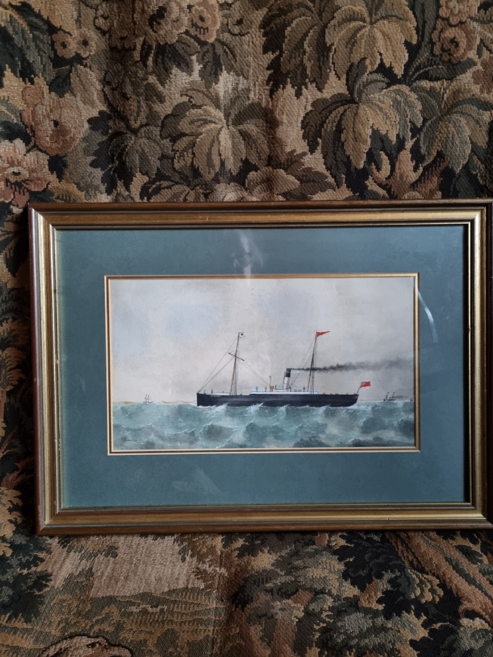 naive painting of an early steamship