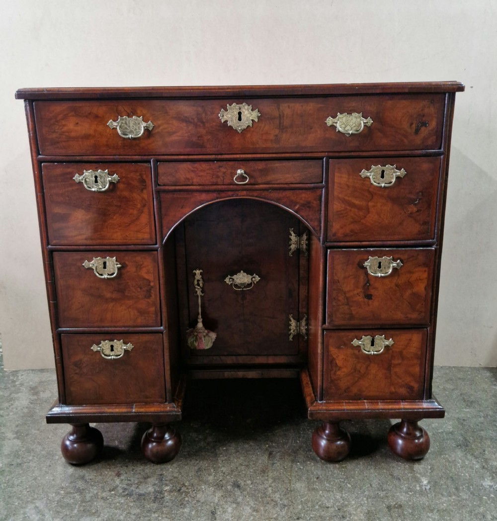 superb william and mary walnut kneehole desk with safe