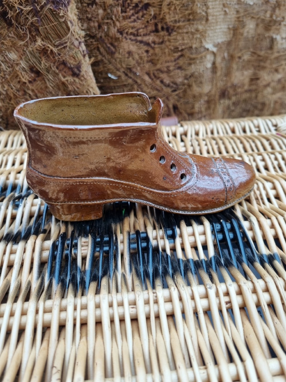 rare e 19thc stoneware model of a ladys shoe