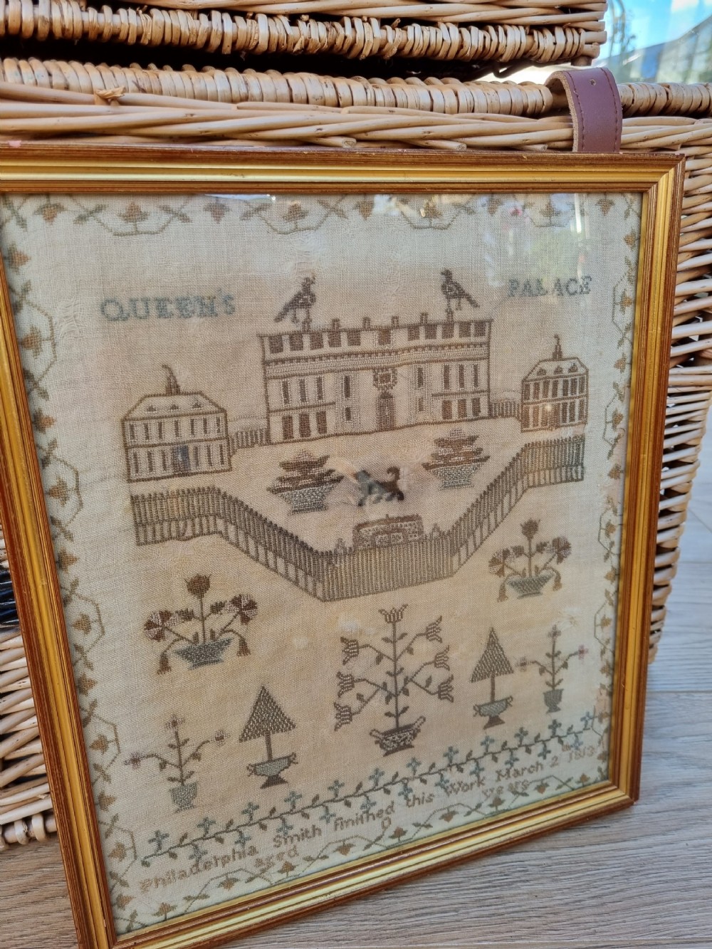 queens palace silk sampler c1813 by philadephia smith