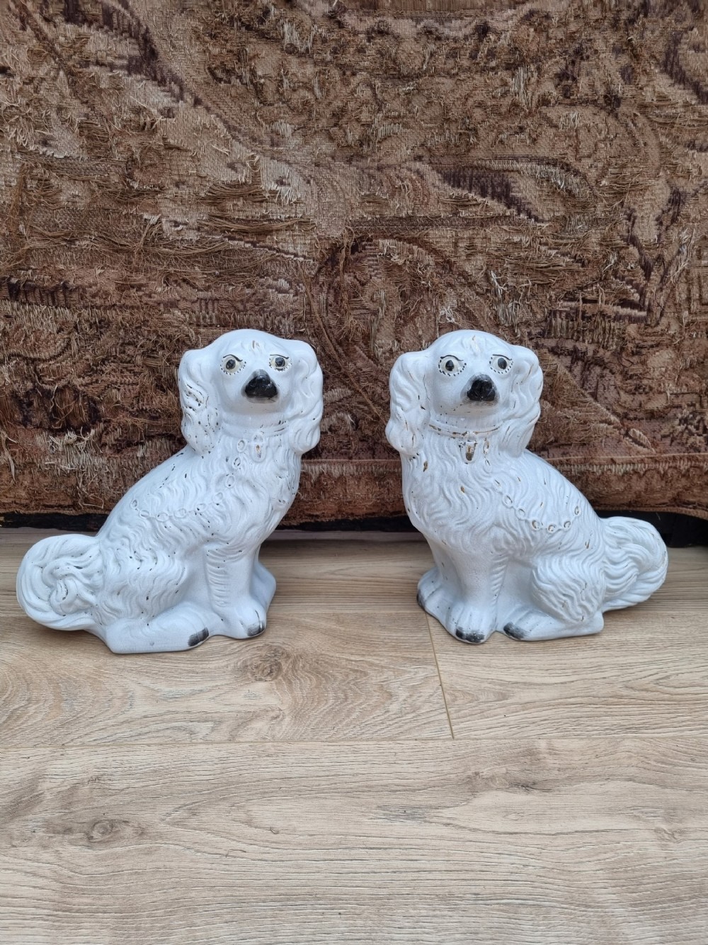 large antique pair of staffordshire dogs perfect