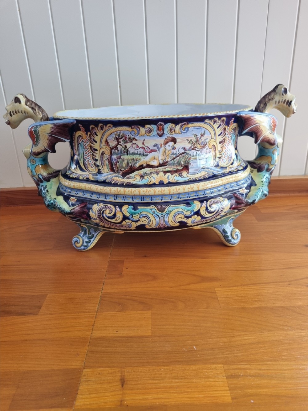 stunning large french faience pottery planter