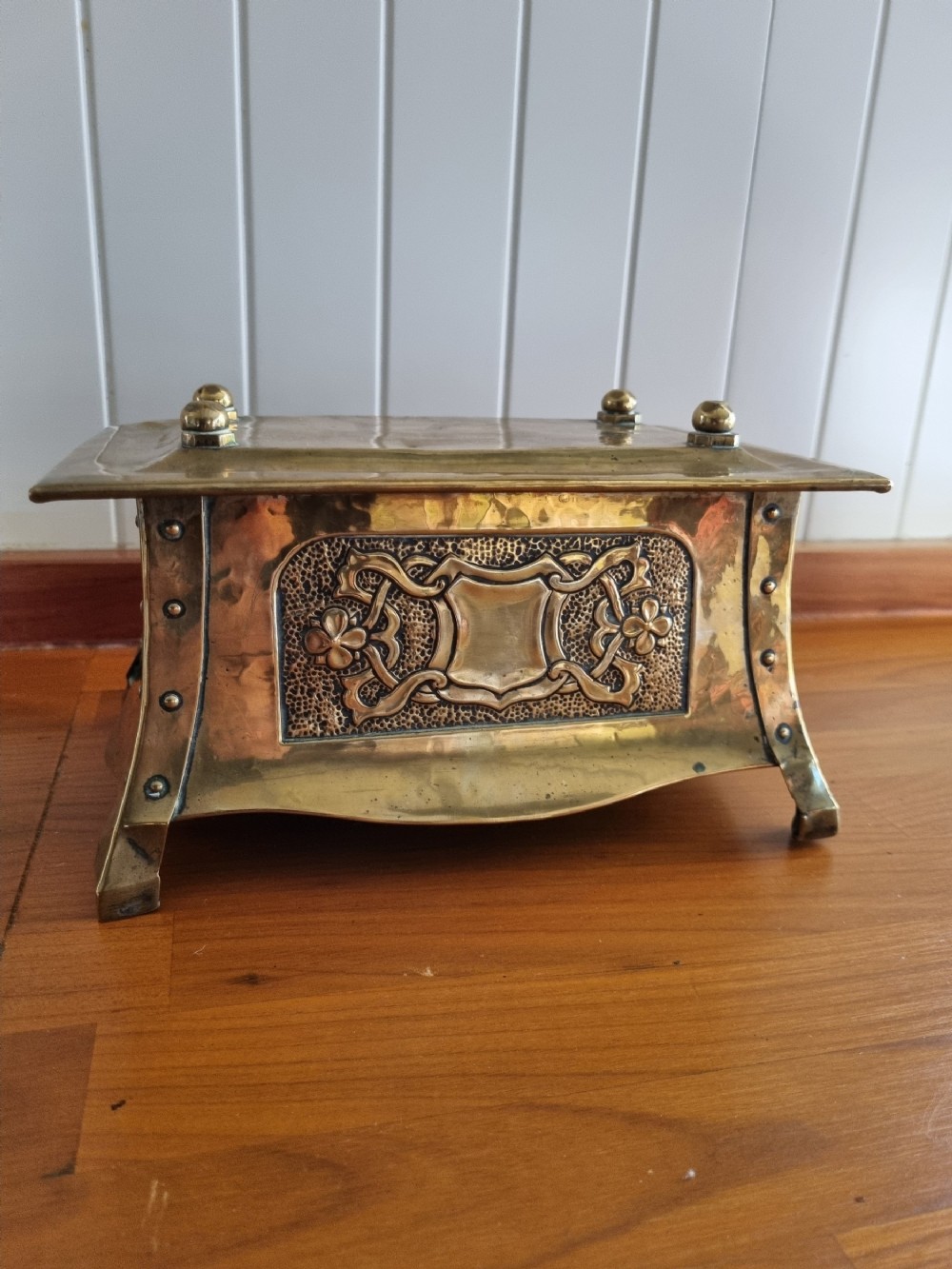 arts and crafts brass box c1900