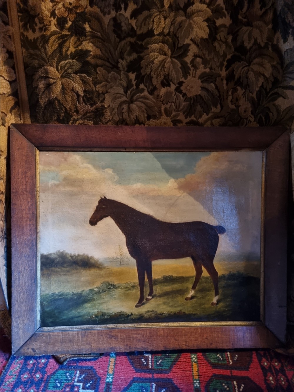 early 19thc naive oil painting of the horse mr tuck