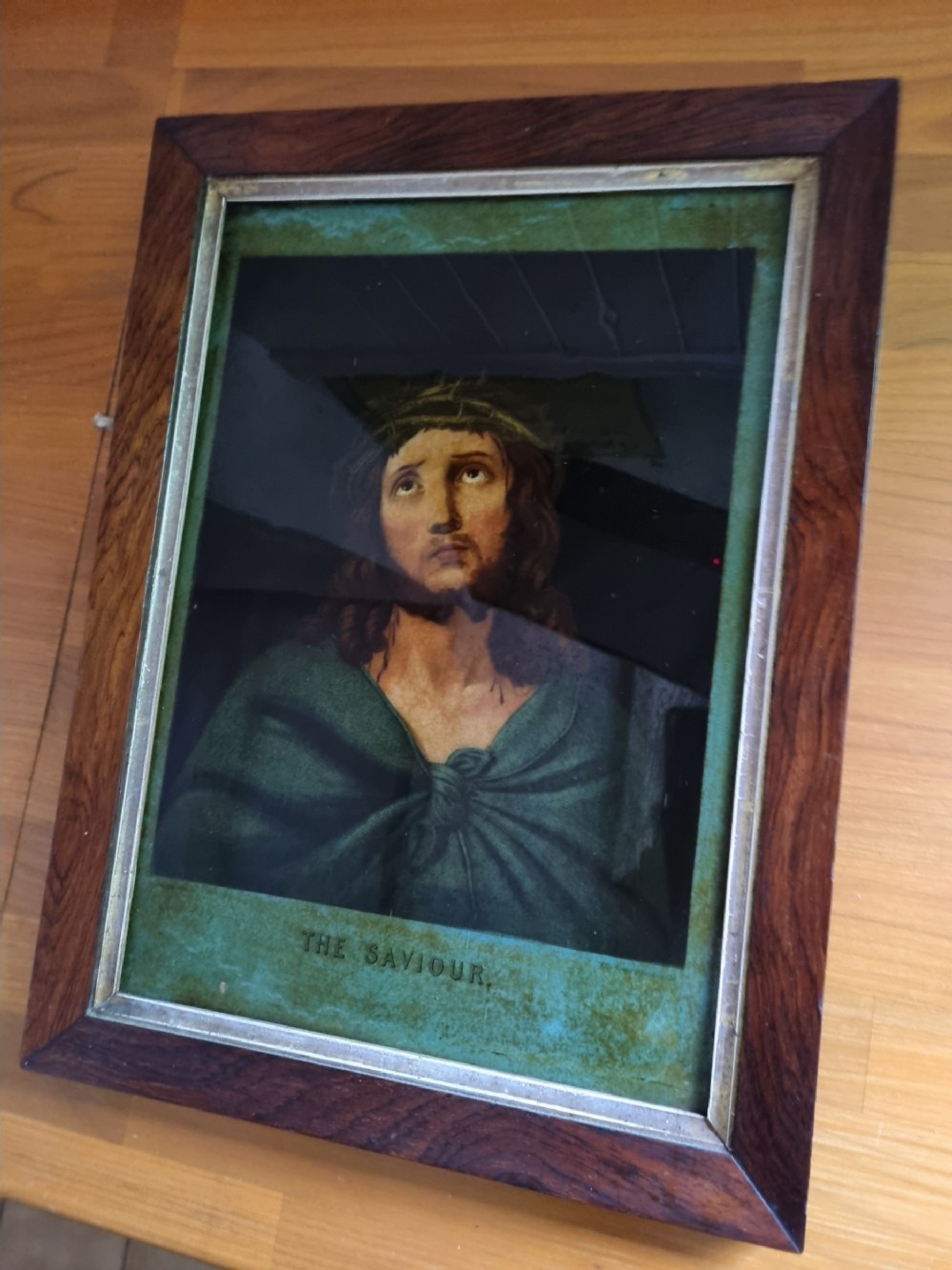 l18thce19thc reverse glass picture of the saviour