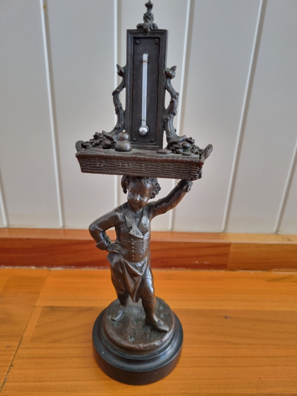 late 19thc endearing bronze of a boy matchstriker