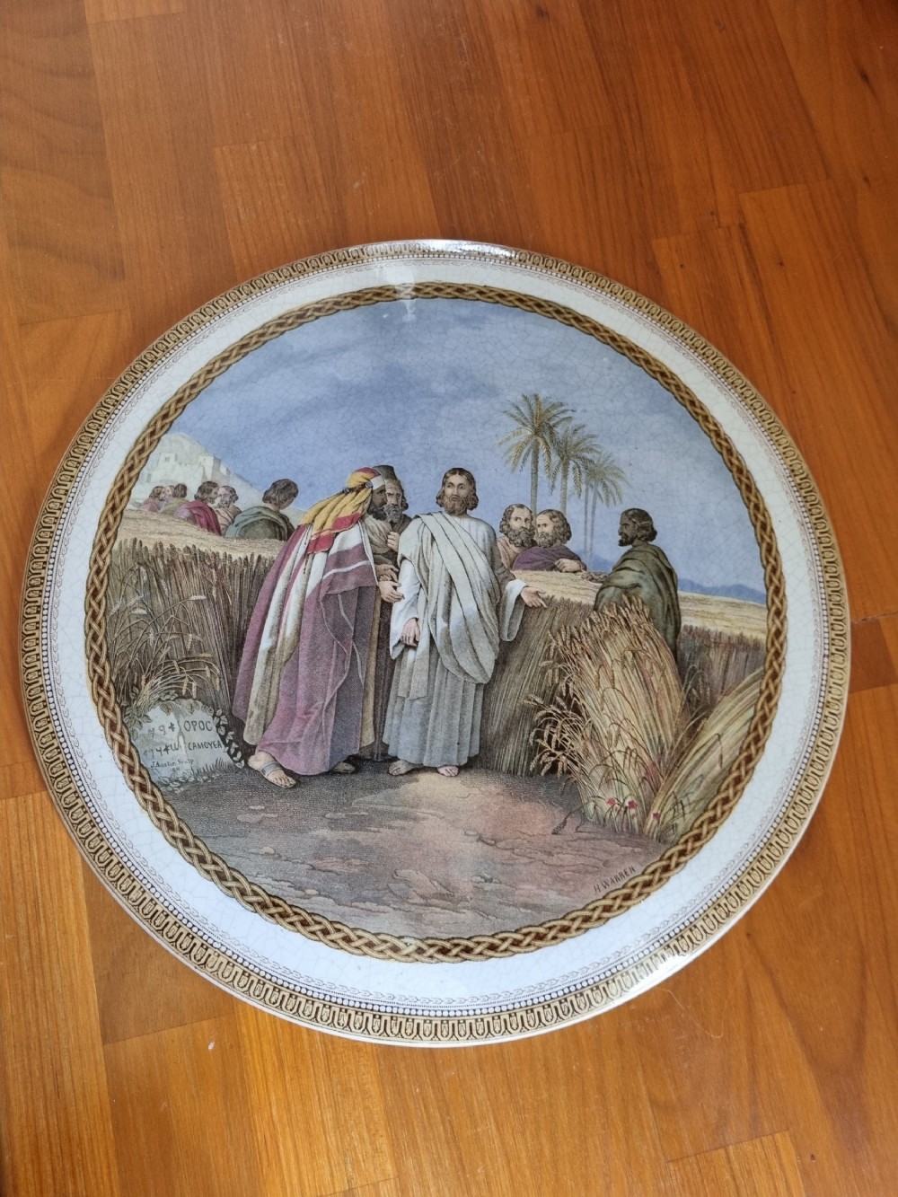 large 19thc prattware plaque of jesus