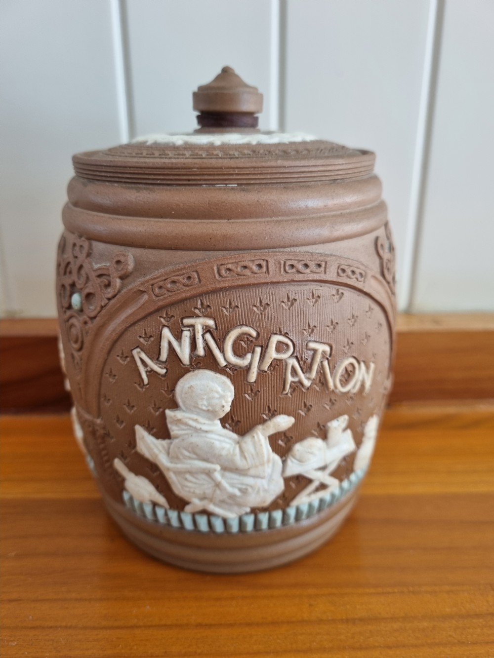 unusual doulton stoneware biscuit jar and cover
