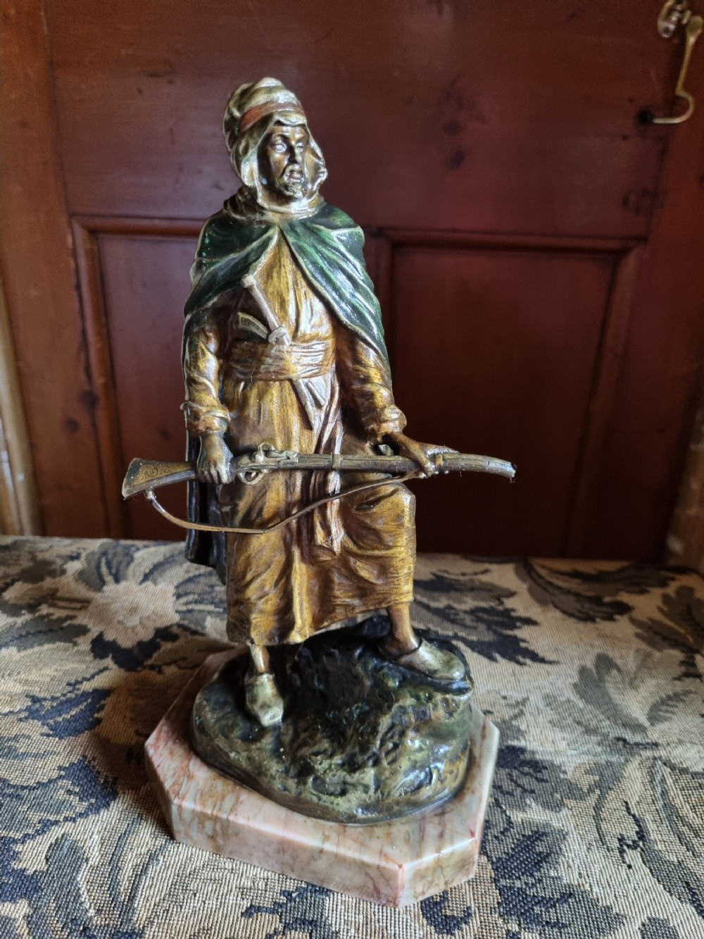 e20thc cold painted bronze of an arab warrior