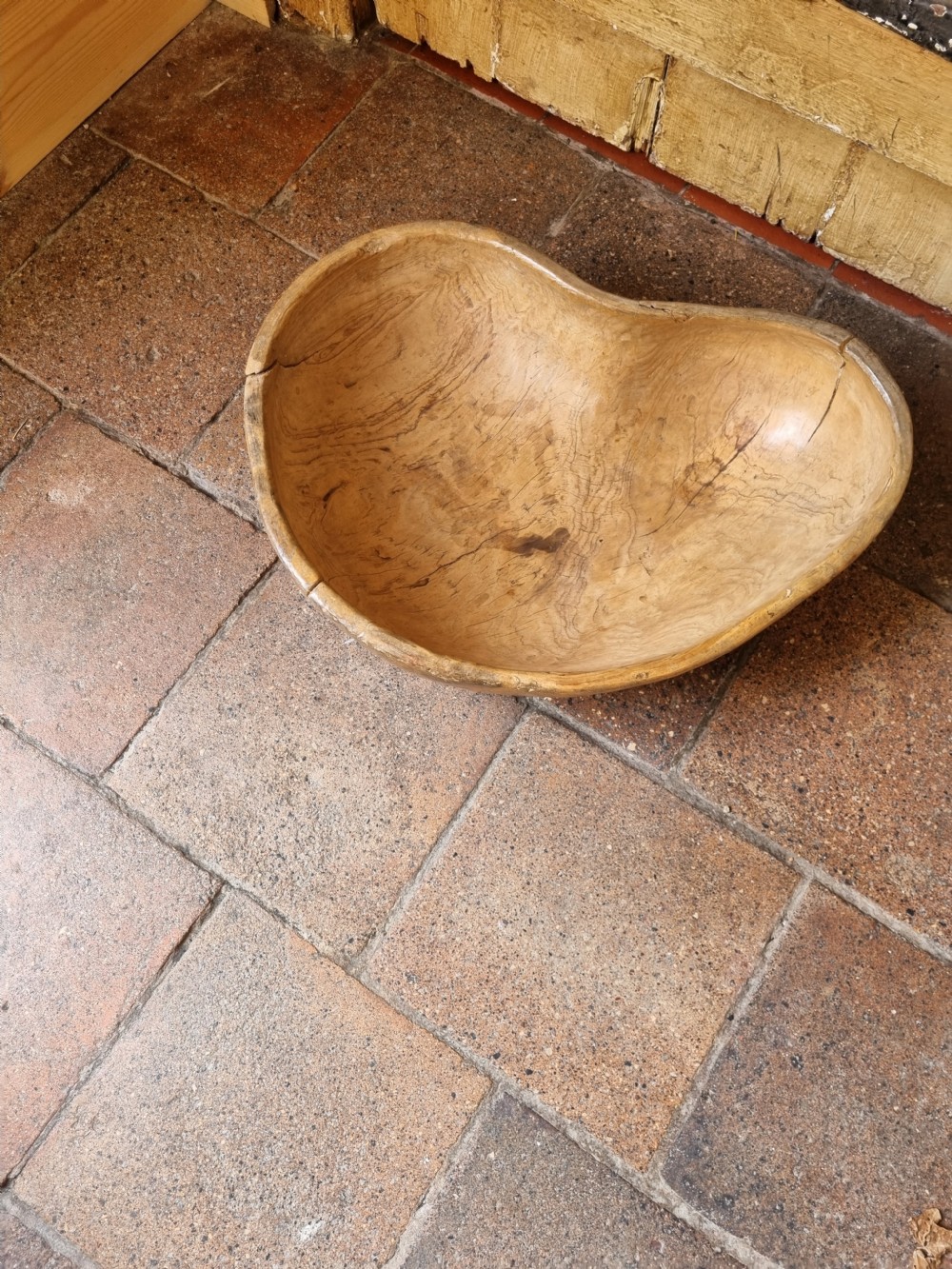 massive dated 1829 swedish birch mixing bowl