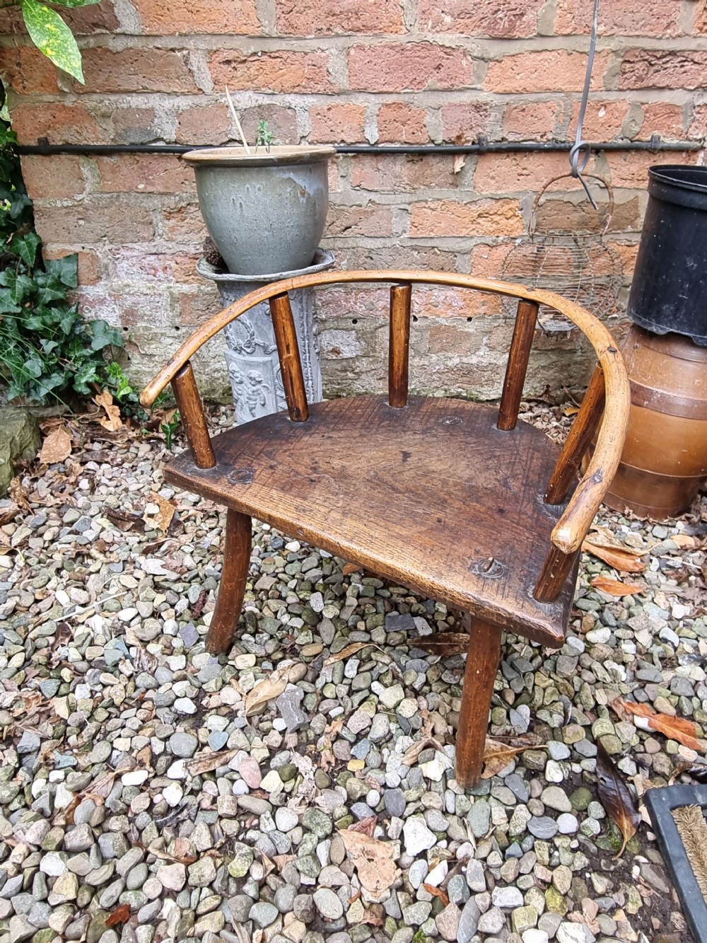 primitive e19thc welsh hoop back ash and elm childs chair