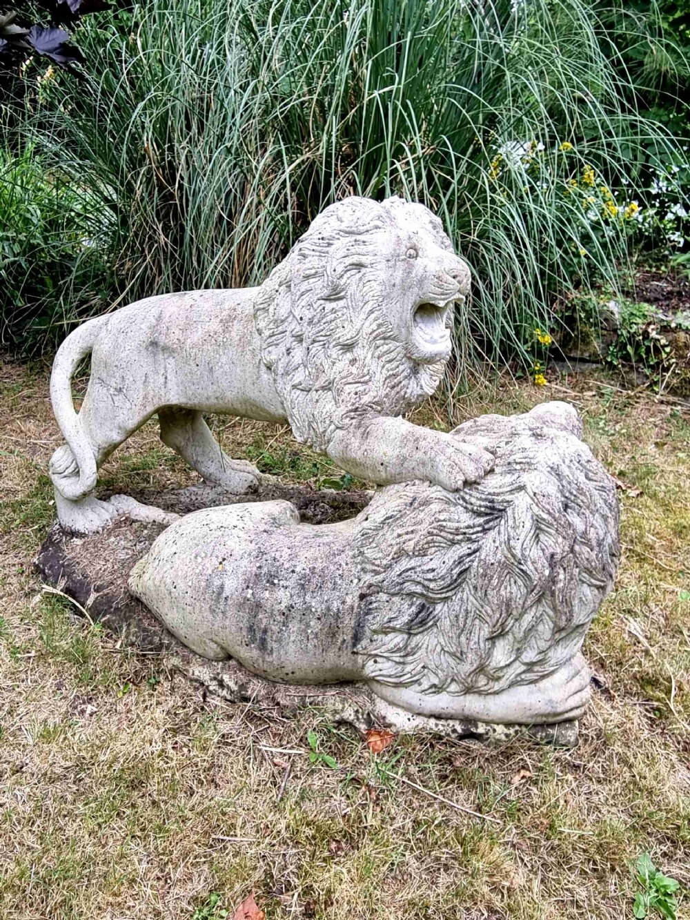 massive garden 19thc italian marble lions