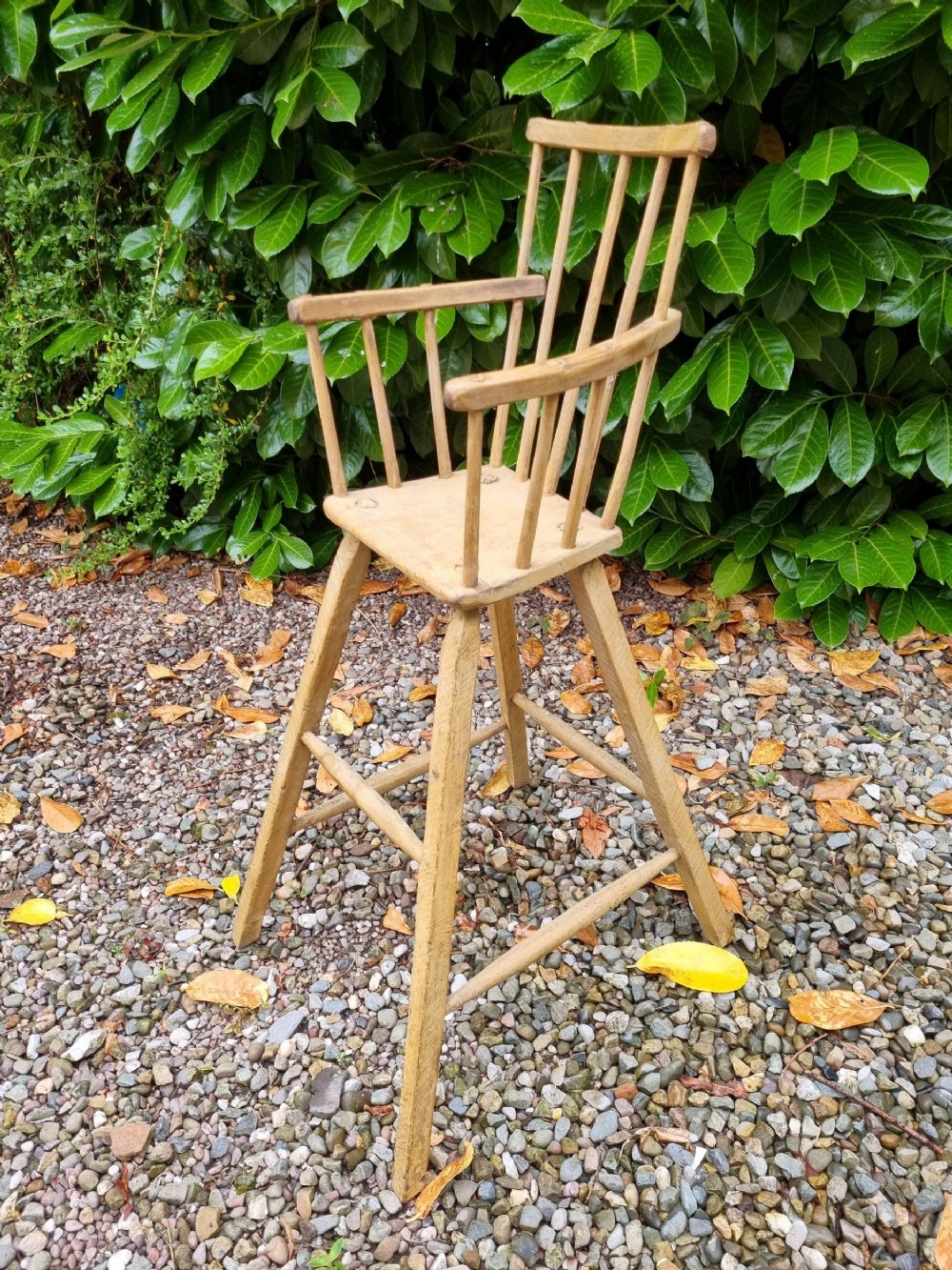 19thc naive childs high chair ash and elm