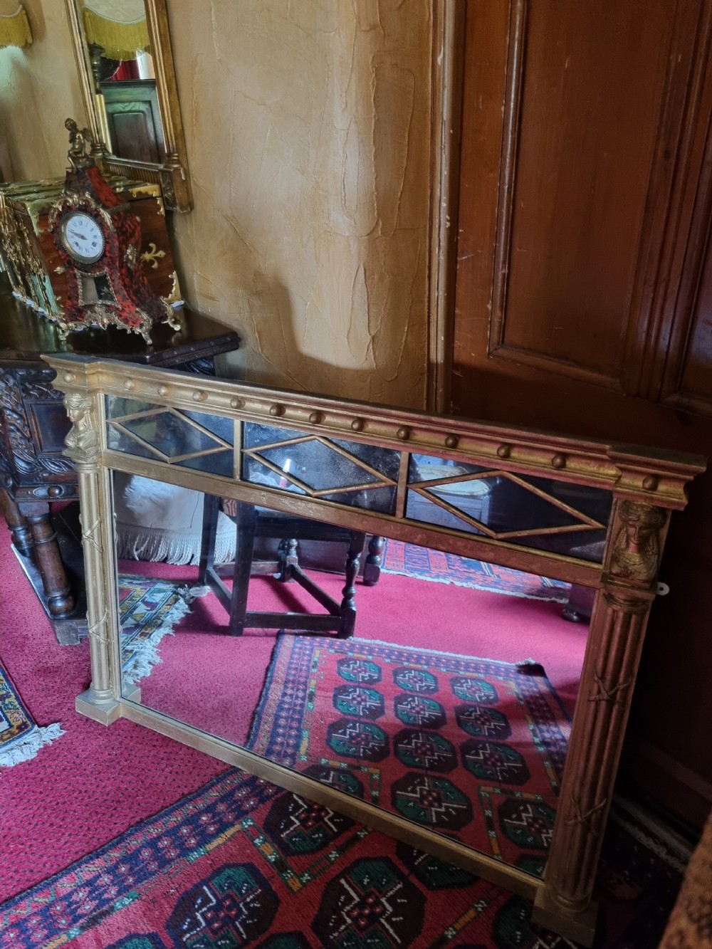 stylish 19thc giltwood overmantel mirror