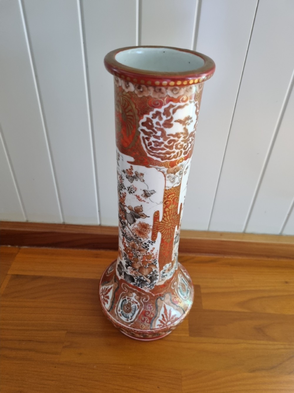 a tall perfect 19c signed kutani vase