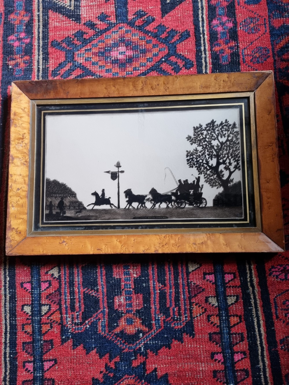 good large e 19thc silhouette 1827 of the london to dover stagecoach