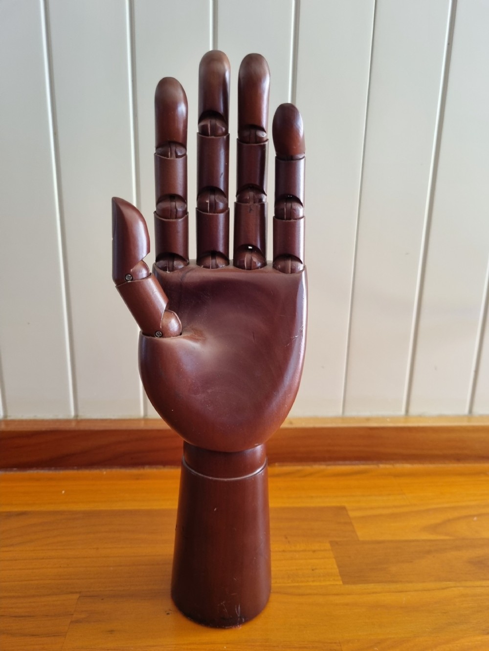 wooden articulated glove stand