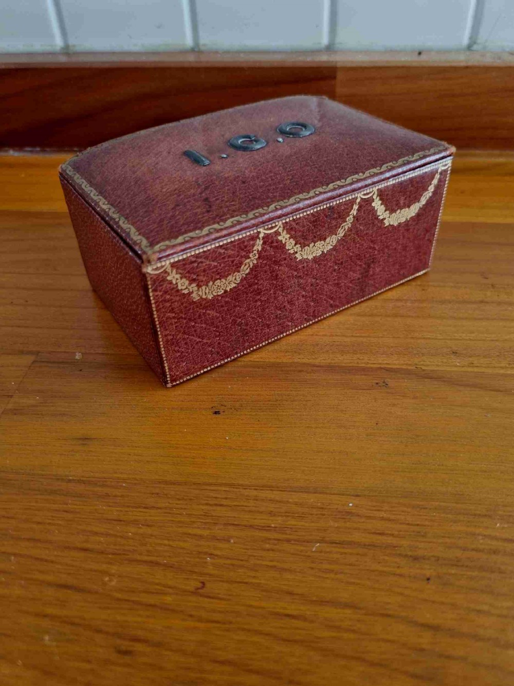 19thc morocco leather stamp boxkc vicery regent st