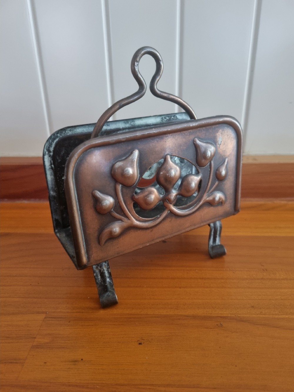 arts and crafts copper letter rack