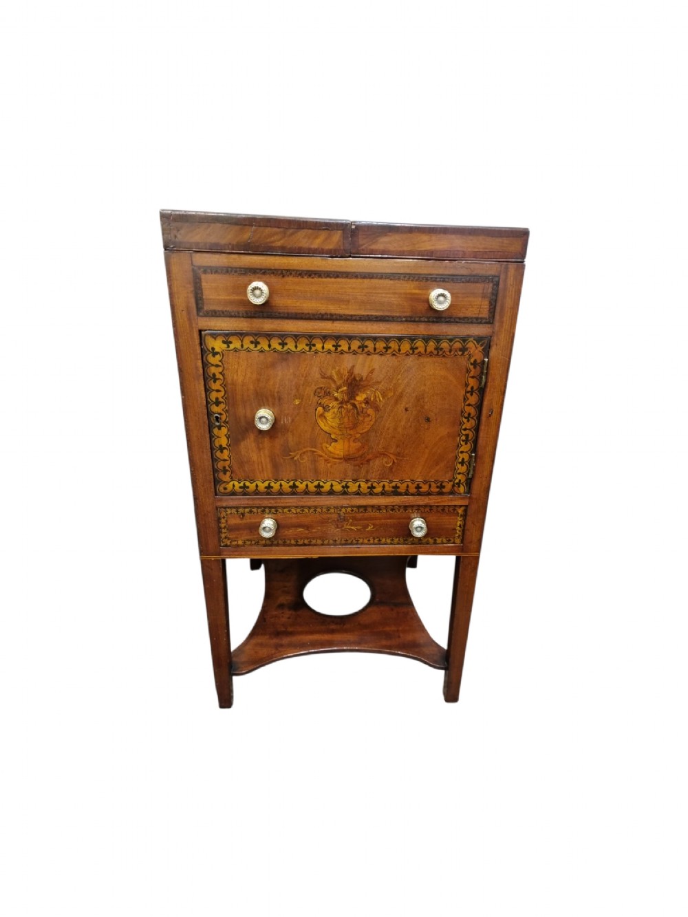 unusual georgian inlaid night stand bedside cupboard