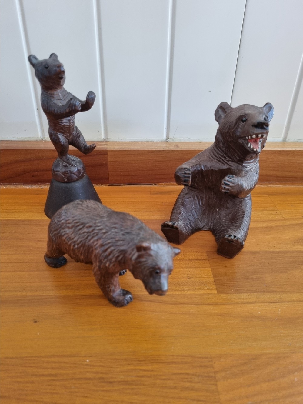 a group of 3 19thc bavarian carved wood bears