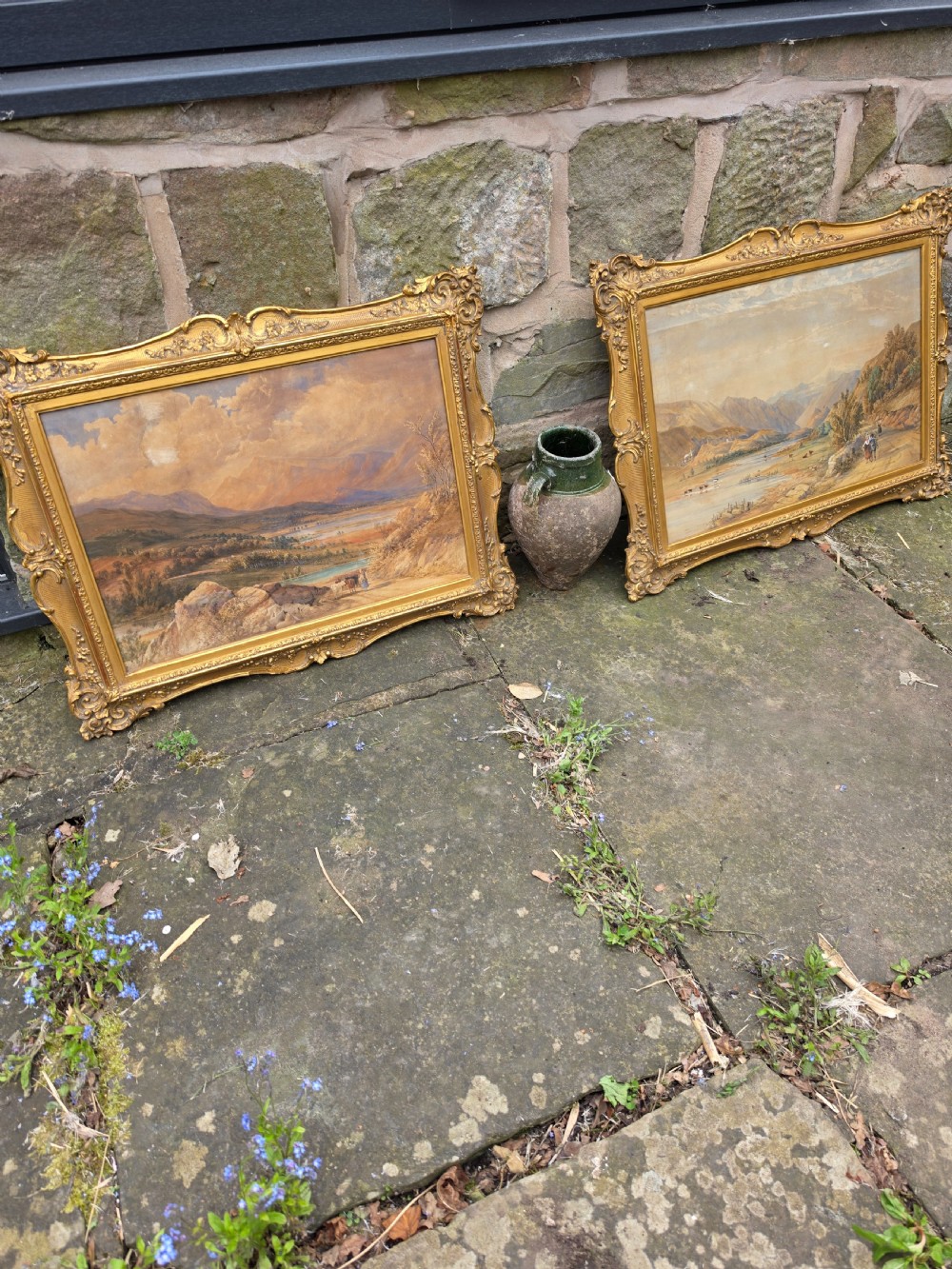 a pair of 19thc dated1852 watercolours of two lakes