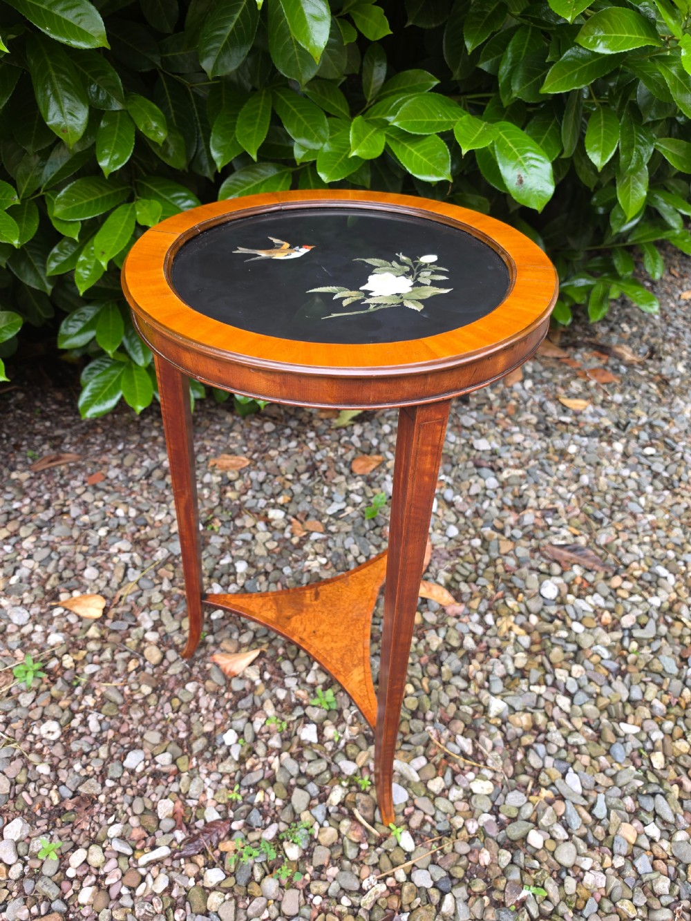 smart 19thc inlaid pietra dura topped satinwood occ table