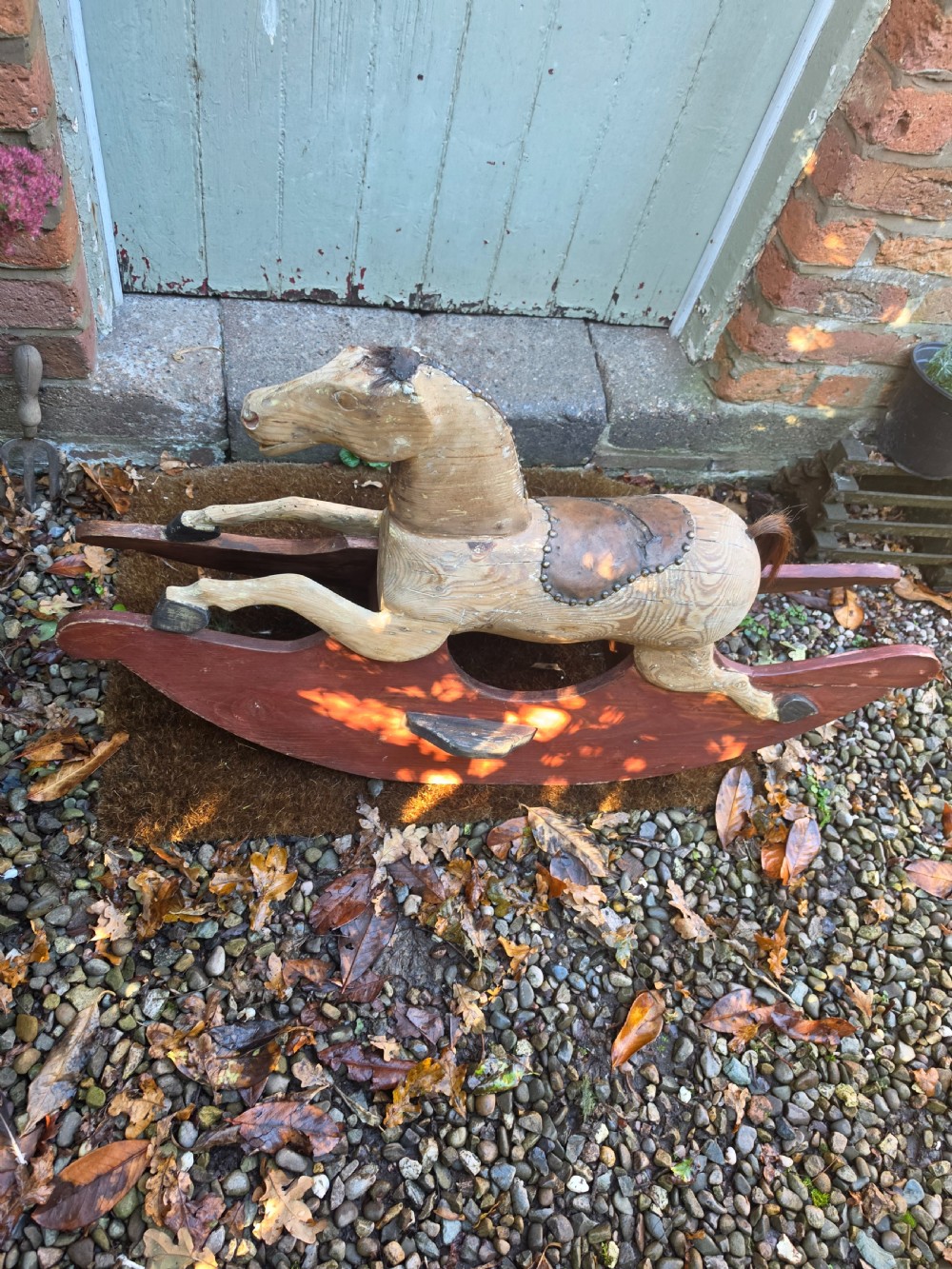 genuine 19c country house wooden rocking horse