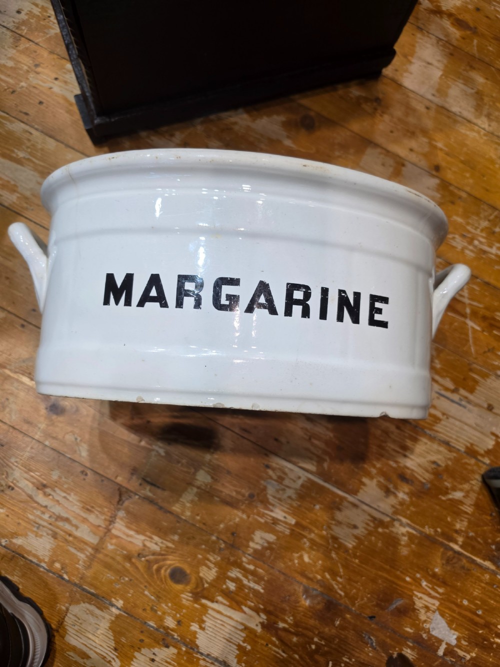 rare 19thc grocers margarine ceramic tub
